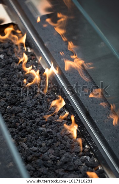 Overhead Close On Flames Modern Glass Abstract Stock Image