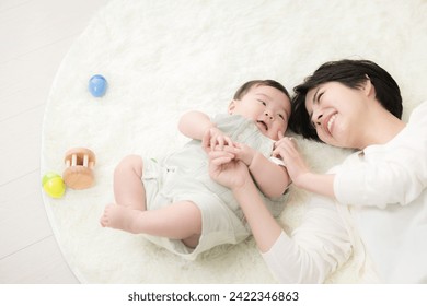 Overhead close-up of baby, mother and cute baby　 - Powered by Shutterstock