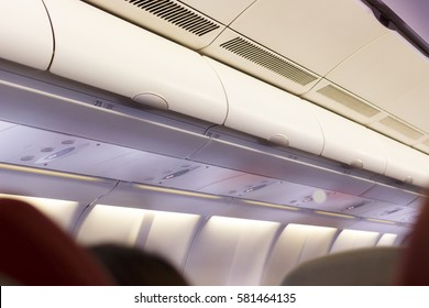 Overhead Compartment On Commercial Airplane 