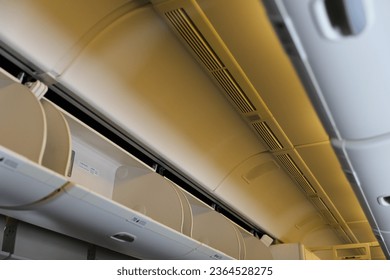 Overhead compartment in the plane.
