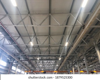 Overhead Crane Inside Industrial Building. Bridge Crane Inside Hangar