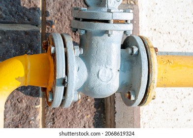 Overhead Gas Valve Or Gas Valve Without Handle In A Residential Building Close-up.