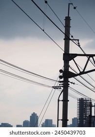 An overhead line or overhead wire is an electrical cable that is used to transmit electrical energy to electric locomotives