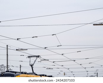 Overhead lines for the tramway