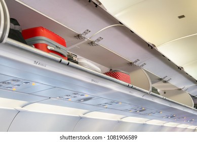 Overhead Luggage Compartment Handluggage Airplane Aircraft Stock Photo ...