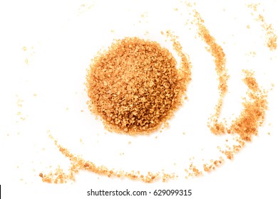 An Overhead Photo Of A Mound Of Brown Sugar, Shot From Above On White Background, With A Place For Text