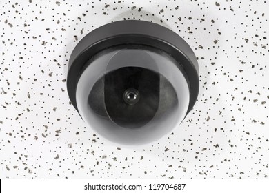 Overhead Security Camera Globe On Acoustic Tile.