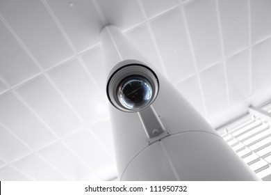 Overhead Security Camera In A Government Owned Public Building.