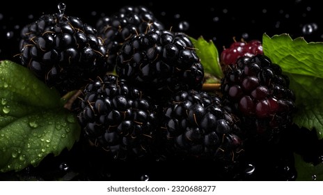 Overhead Shot of Blackberries with visible Water Drops. Close up.
 - Powered by Shutterstock