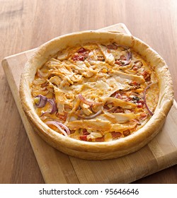 Overhead Shot Of A Chicago Style Deep Dish Pizza.