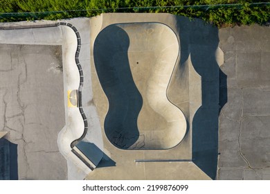 Overhead Shot Of A Concrete Skate Bowl