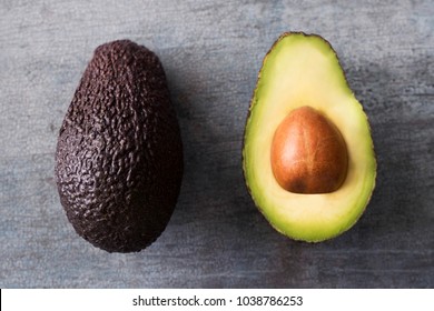 Overhead Shot Of Halved Avocado