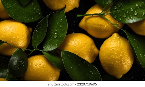 Overhead Shot of Lemons with visible Water Drops. Close up.
 - Powered by Shutterstock