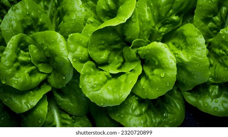 Overhead Shot of Lettuce with visible Water Drops. Close up.
 - Powered by Shutterstock