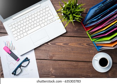 Overhead Shot Of Office Desktop