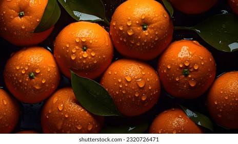 Overhead Shot of Oranges with visible Water Drops. Close up.
 - Powered by Shutterstock