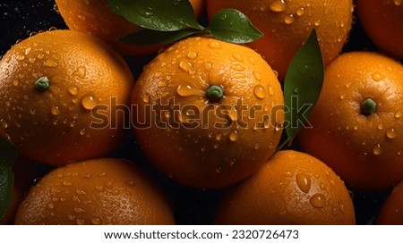 Overhead Shot of Oranges with visible Water Drops. Close up.

