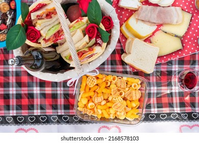 Overhead Shot Of A Picnic Basket