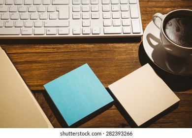 Overhead Shot Of Post Its And Keyboard On A Desk