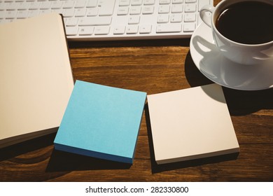 Overhead Shot Of Post Its On A Desk