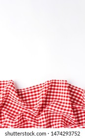 Overhead Shot Of Red Checkered Table Cloth With Copyspace