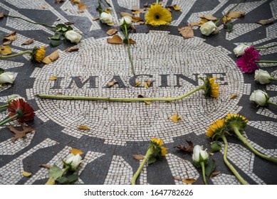 An Overhead Shot Of Strawberry Fields (memorial) In New York City USA