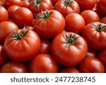 Overhead Shot of Tomatoes with visible Water Drops