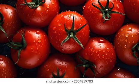 Overhead Shot of Tomatoes with visible Water Drops
 - Powered by Shutterstock