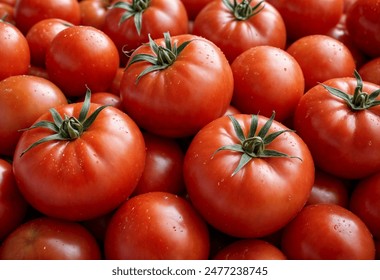 Overhead Shot of Tomatoes with visible Water Drops - Powered by Shutterstock