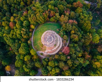 Overhead Top View Of The Hill In City Public Park