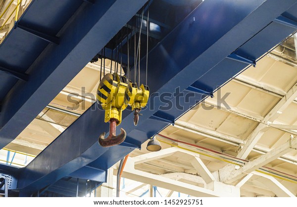 Overhead Traveling Crane Steel Hooks Industrial Stock Photo Edit