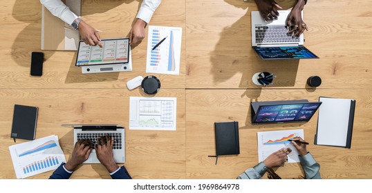 Overhead View Of African Business People Finance Meeting