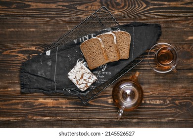 Overhead View Of Artisan Rye Bread With Flour Topping