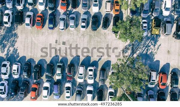 Overhead view of Car Parking\
outdoor.