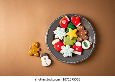 Overhead View Of Christmas Gingerbread Cookies