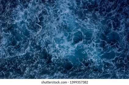 Overhead View Of Churning Ocean Water.