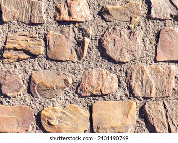 Overhead View Of Cobblestone Street Texture. Stone Pavement Texture