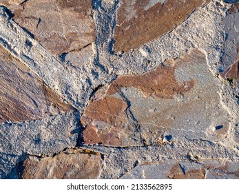 Overhead View Of Cobblestone Street Texture. Stone Pavement Texture