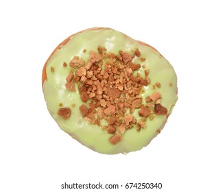 Overhead View Of A Donut Filled With Key Lime Pie Filling