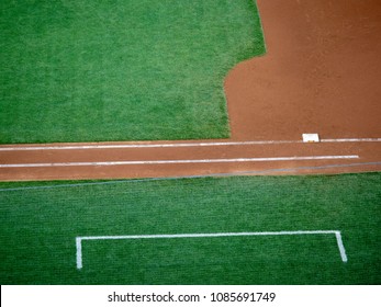 Overhead View Of First Base Line And Coach Box Of A Baseball Field