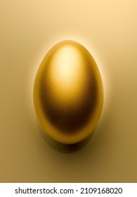 Overhead View Of Golden Egg On Gold Background Still Life