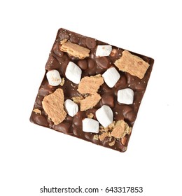 Overhead View Of A Gourmet Smores Bar On A White Background