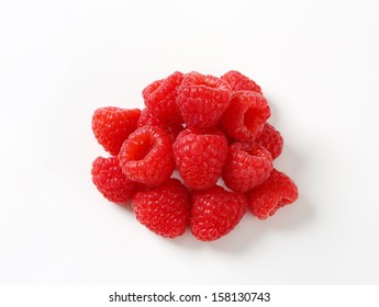 Overhead View Of Handful Of Fresh Raspberries