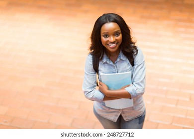 Overhead View Of Happy African College Student On Campus