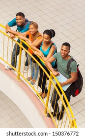 Overhead View Of Happy Group African College Students On Campus