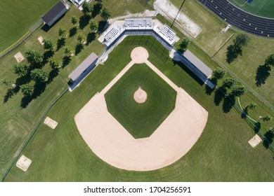 Overhead View Of A High School Baseball Field In A Suburban Setting Near Chicago, IL.