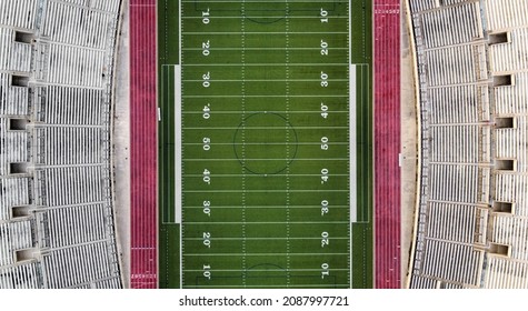 Overhead View Of A High School Football Stadium In Fort Worth, Texas.