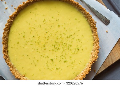 Overhead View Of A Key Lime Pie. 