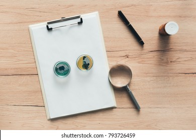 Overhead View Of Laboratory Bacterial Cultures In Petri Dish, Science And Microbiology Background