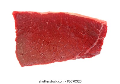 An Overhead View Of A Lean Bottom Round Swiss Steak.